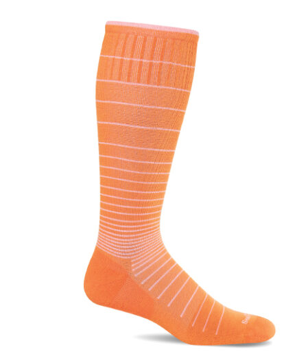 Sockwell Kompressionssocken mit Merinowolle in orange mit weissen Streifen, Kompression entspricht Klasse 1