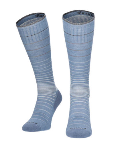 Sockwell Kompressionssocken mit Merinowolle in blau mit grau/weissen Streifen, Kompression entspricht Klasse 1