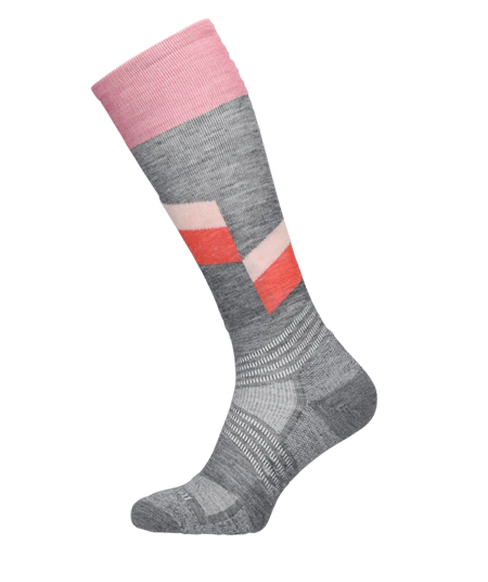Kompression in der Farbe grau mit rot und rosa Streifen.