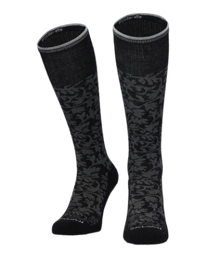 Sockwell Kompressionssocken mit Merinowolle in schwarz mit hellem Muster, Kompression entspricht Klasse 1