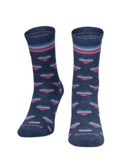Sockwell Socken mit Merinowolle in blau mit Herzen