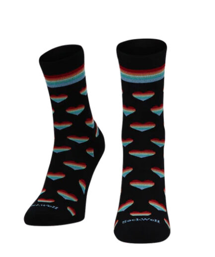 Sockwell Socken mit Merinowolle in schwarz mit Herzen