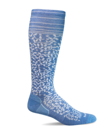 Sockwell Kompressionssocken mit Merinowolle in blau mit weissem Muster, Kompression entspricht Klasse 2
